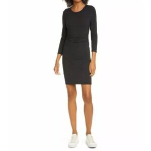 ATM Anthony Thomas Melillo 3/4 Sleeve Pima Cotton Short Dress Sz Small Black